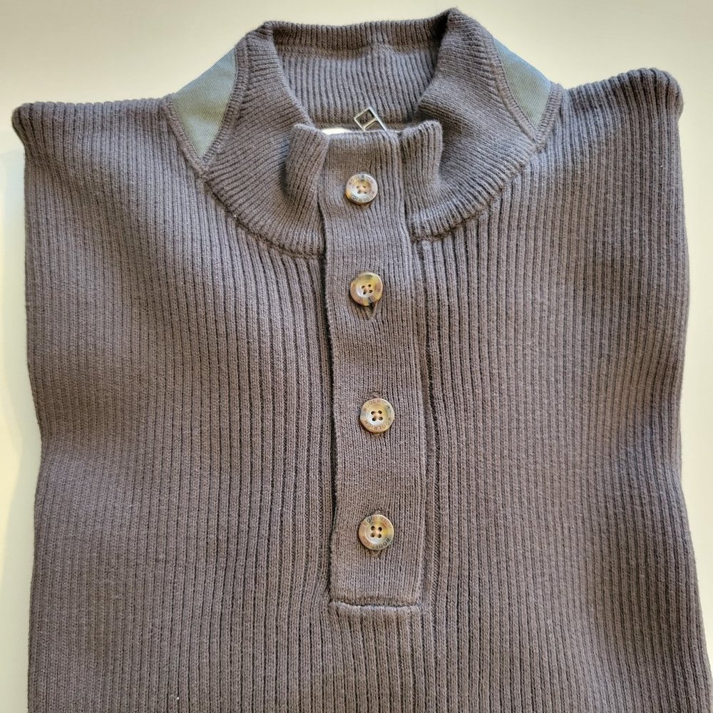 Woolrich Men’s 4-Button Qtr-Zip Mock Neck Sweater - XL, Dark Wood, NEW W/O TAGS!